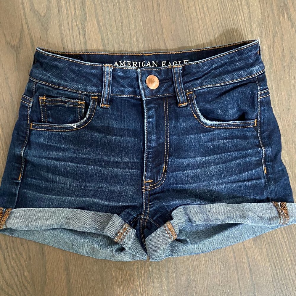 American Eagle hi-rise shortie jean shorts